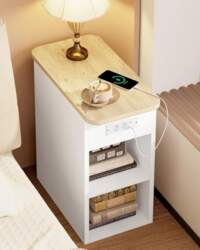 IRONCK Narrow Bedside Table with Socket