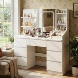 JUMMICO Large Dressing Table with Adjustable