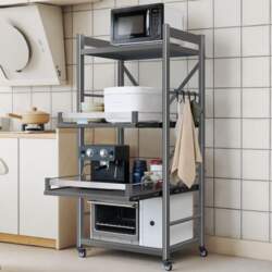 Kitchen Shelf with Wheels, 4 Levels