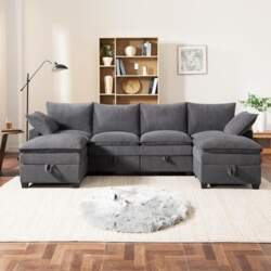 L-Shaped Sofa with Storage Space and