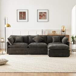 Large Chenille Corner Sofa in L