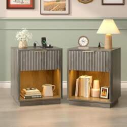 LEADZM Bedside Table Set of 2
