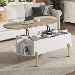 Merax Coffee Table with Height-Adjustable Top