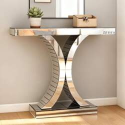 Mirror-Covered Console Table 110 cm -