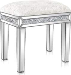 Mirrored Vanity Stool with Crushed Diamond