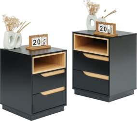 Modern Bedside Table with Drawer, Set
