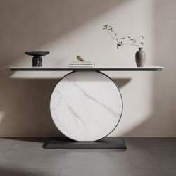 Modern Rectangular Marble Accent Console with