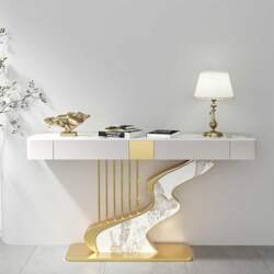 Modern Rustic Faux Marble Console Table