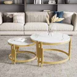 Modular Marble Effect Coffee Table Set