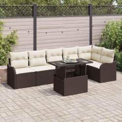 Modulares Gartensofa Set 7-teilig Poly Rattan