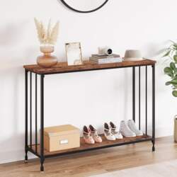 Narrow Console Table with Shelves, Side