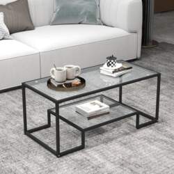 Rectangular Glass Coffee Table for Living
