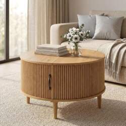 Round Coffee Table with Hidden Storage