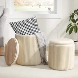 Round Ottoman with Storage Set of