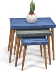 Rustic Solid Wood 3-Piece Nesting Tables