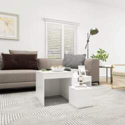 Set of 3 White Engineered Wood