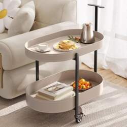 Side Table with Storage Basket, 2-Tier
