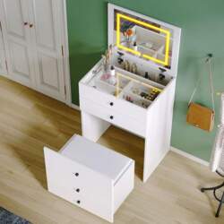 Small Dressing Table with Folding Mirror