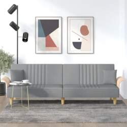 Sofa Bed with Armrests, Light Grey