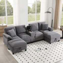 Spacious 4 Seater Sofa Grey U