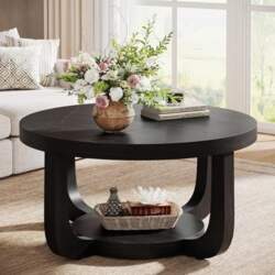 Tribesigns Round Coffee Table, Two Tier