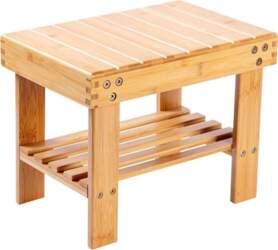 VaeFae Bamboo Stool with Shelf Sturdy