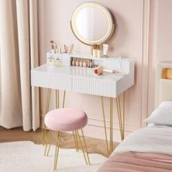 VASAGLE Dressing Table with Stool and