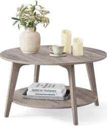 VASAGLE Round Coffee Table 2-Tier Coffee