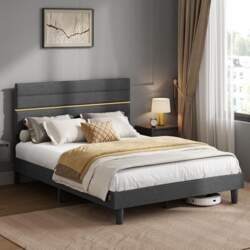 VASAGLE Upholstered Bed Frame Double Bed