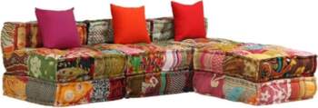 VidaXL Pouf, 3-Seater Modular Patchwork Fabric