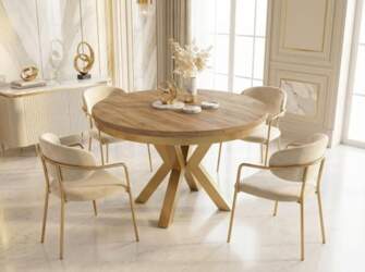 WFL GROUP Round Loft Style Extendable