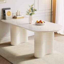 White Dining Table, 160cm Oval Dining