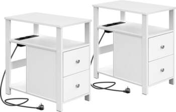 WOLTU Side Table with Socket Set