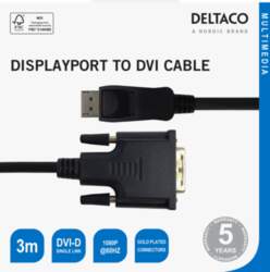 Cable DELTACO DisplayPort - DVI-D Single