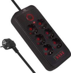 Maclean power strip, 6 socket extension