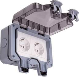 Weatherproof Switched Socket, 2Ch, IP66, EU