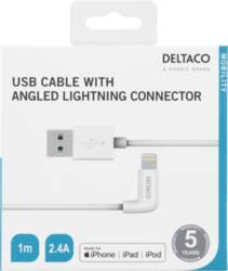 Lighting Cable DELTACO, USB-A / Angled