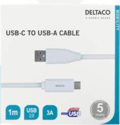 USB-C to USB-A cable, 1m, 3A