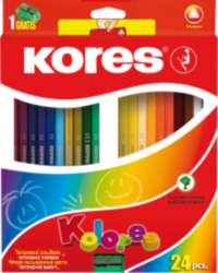Krāsainie zīmuļi, KORES KOLORES, trīsstūrveida, 24