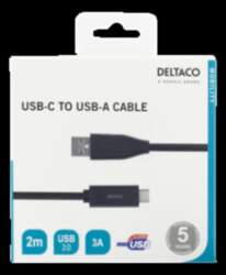 USB-C, LAI USB-A KABELIS, 2M, 3A