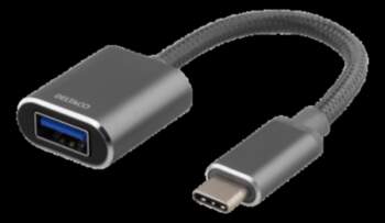 ADAPTER DELTACO USB-C, UAB-A, 11CM, GREY