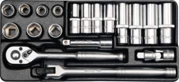 Socket Set 19 pcs, 3/8" (YT-38641)