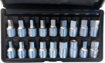 18-piece Universal Drain Plug Key Set
