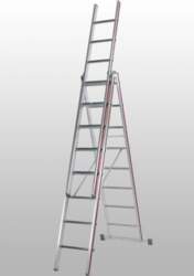 Combination ladder, three-section 3x9 steps, Hymer