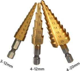 3pcs HSS titanium coated step drill