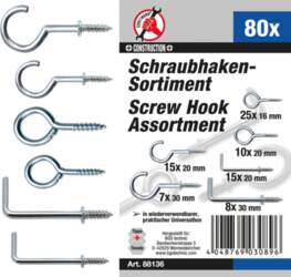 Screw Hook Assortment | 80 pcs