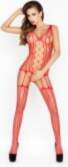 Passion Red Net Bodystocking With Open