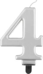 Svecīte cipara 4 formā, sudraba, 8