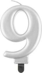 Svecīte cipara 9 formā, sudraba, 8