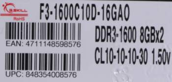 G.Skill 16GB PC3-12800 Kit memory
